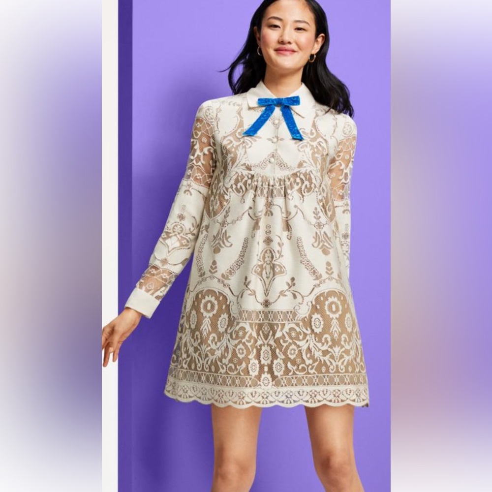 Anna Sui Baby Doll Lace Dress Size XS Beige